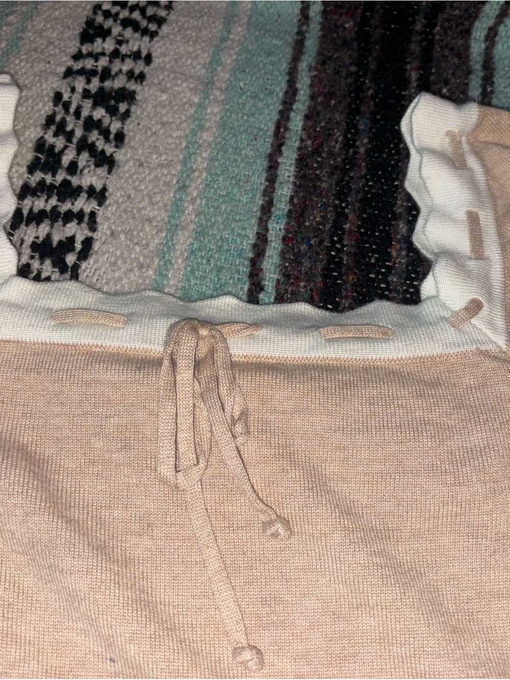 Cream Off-Shoulder Drawstring Crop Top - Picture 3 of 5